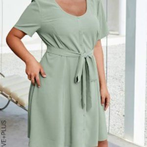 SHEIN Plus Single Breasted Belted Dress